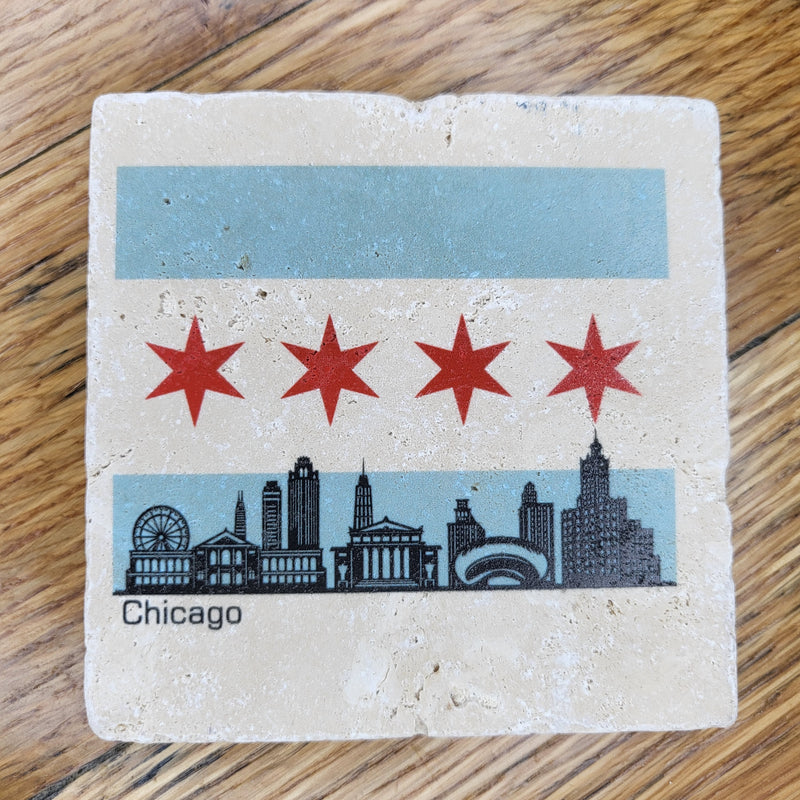 Illinois Chicago Flag Skyline