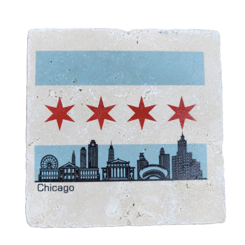 Illinois Chicago Flag Skyline